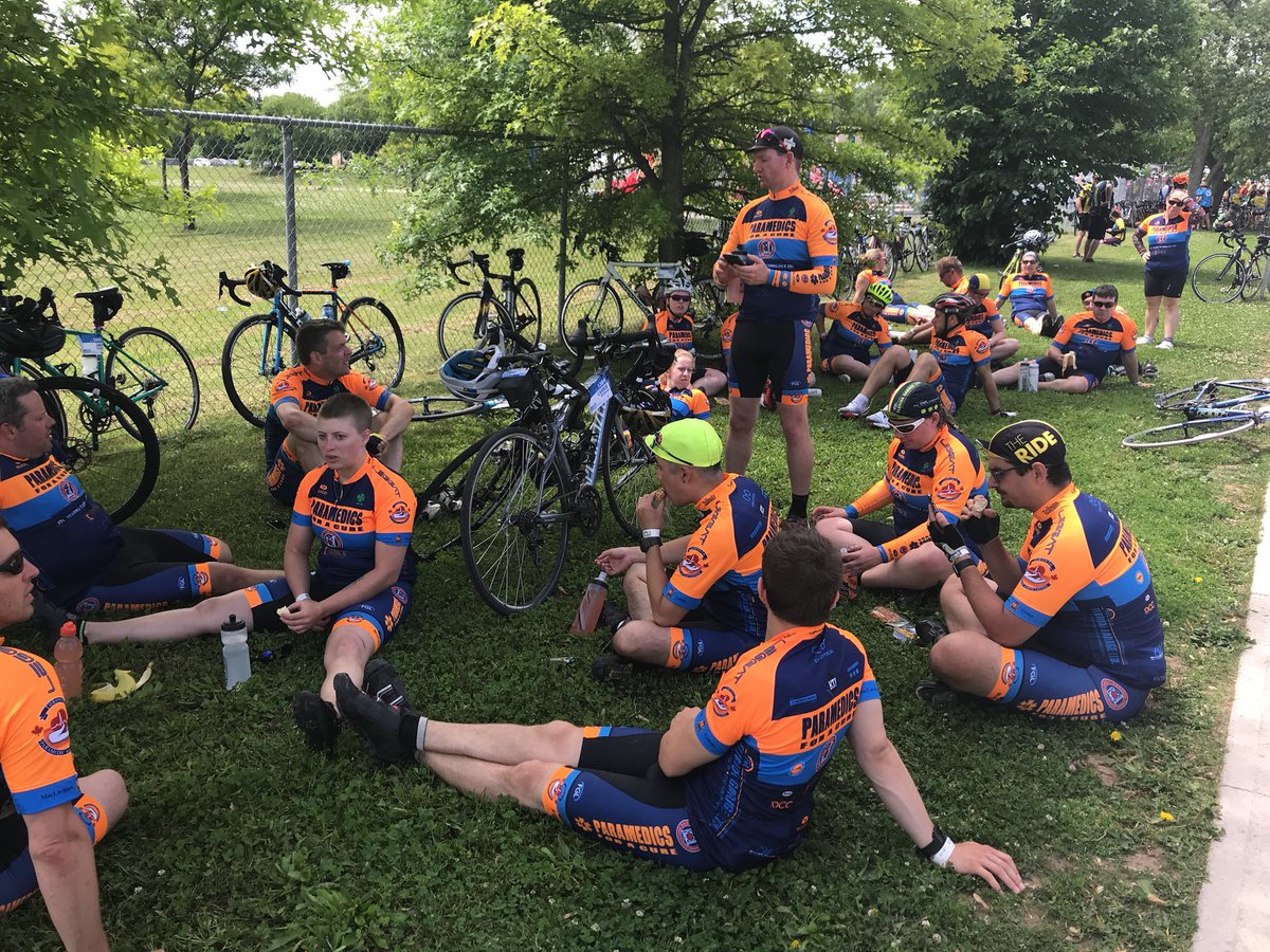Paramedics4Cure's tweet photo. Just over 40km separates #P4AC from this Pit Stop to the #NiagaraFalls finish level be. Short rest and back at it soon. Can’t wait to see family, friends and supporters at the finish. https://t.co/eNTeZu1oxB