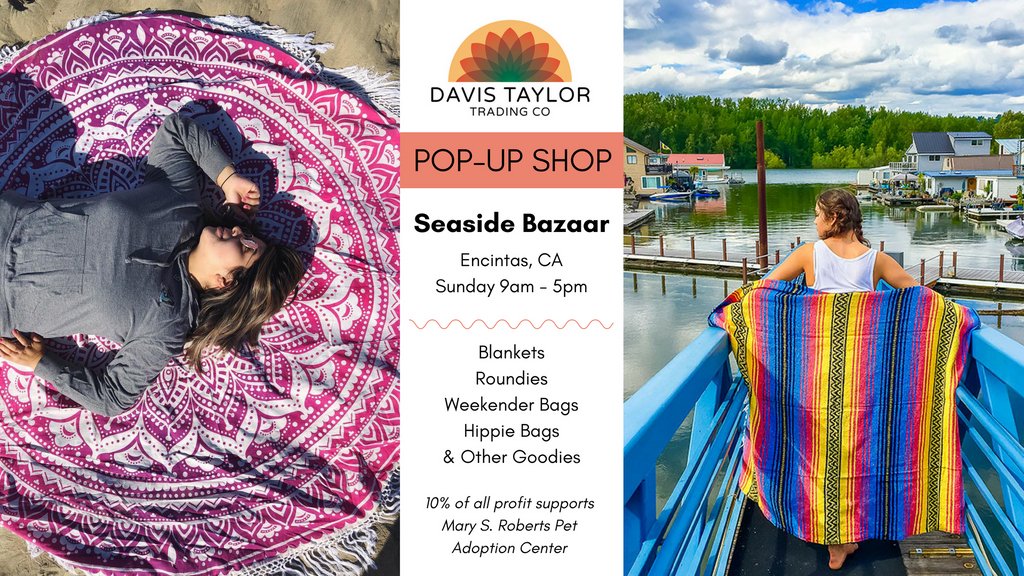 davistaylortc's tweet photo. We are out in Encintas, California today for the Seaside Bazaar! This market has been a favorite of ours for years and we are excited to get the opportunity to showcase our wares here. Come on by and say hi if you are in North San Diego! #sandiego #marketday #encintas #popupshop https://t.co/R8ClEOWF9p