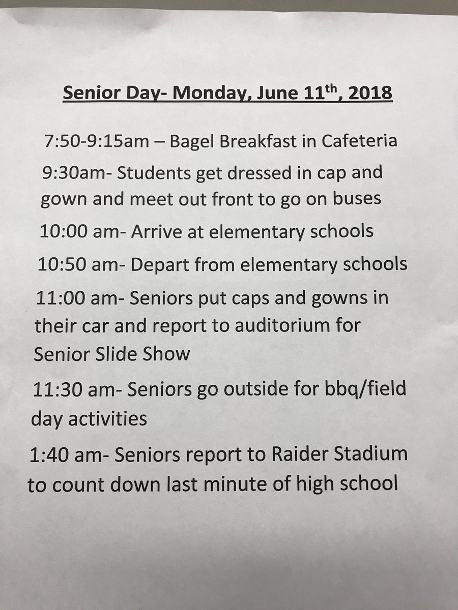 PMHS2018's tweet photo. Senior day info!! Don’t forget your caps and gowns, tomorrow’s gonna be a day to remember🎓 https://t.co/Zfv4k3VNGJ