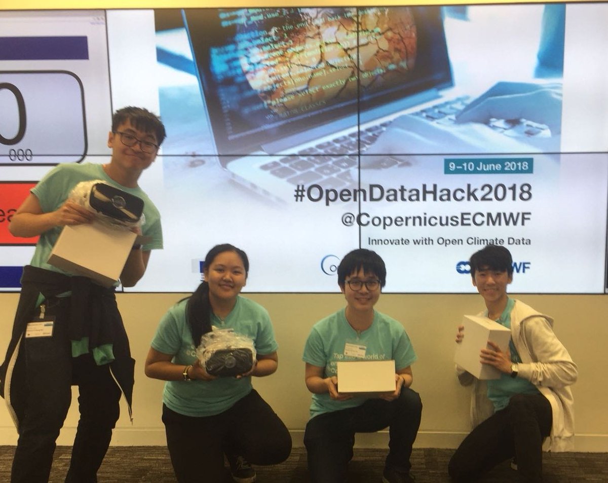 swarls_lim's tweet photo. HEY YALL! YA GURL WON THE HACKATHON!! Repping the Uni of Bristol with a brilliant team of hackers (us and 2 master students from Kings College London) #OpenDataHack2018 @CopernicusECMWF #ECMWF @BristolUni @UoBGeophysics @UOBEarthScience #onlygirlcoder https://t.co/X6gORKOB41
