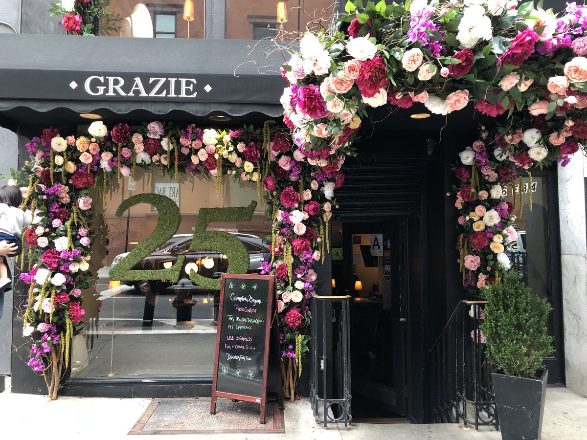 Katherine On Twitter Upper East Side Restaurant Celebrating 25 Years Business With Flowers Cover At Front Door