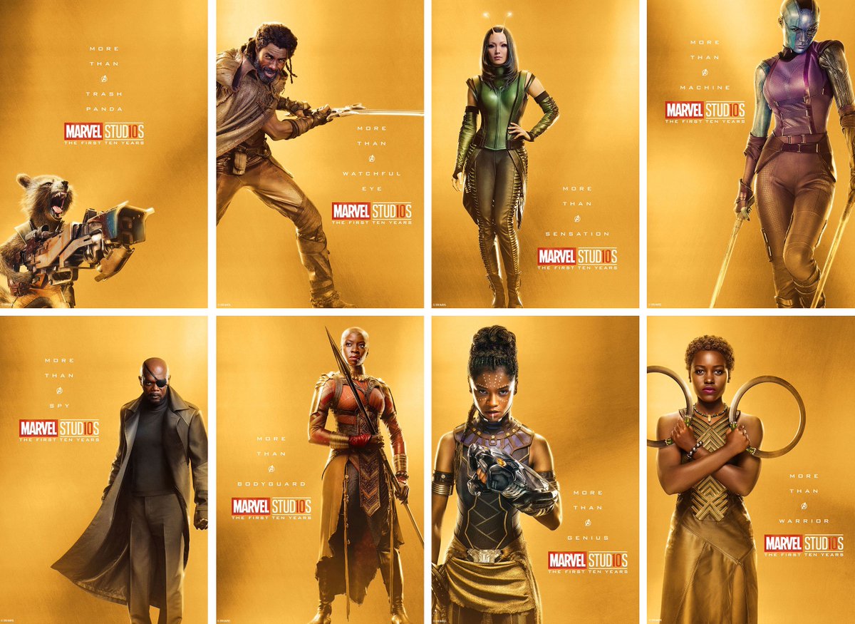 MCU_Direct's tweet photo. All 32 of the official "@MarvelStudios: The First Ten Years" character posters: https://t.co/smFkwZDpUR
