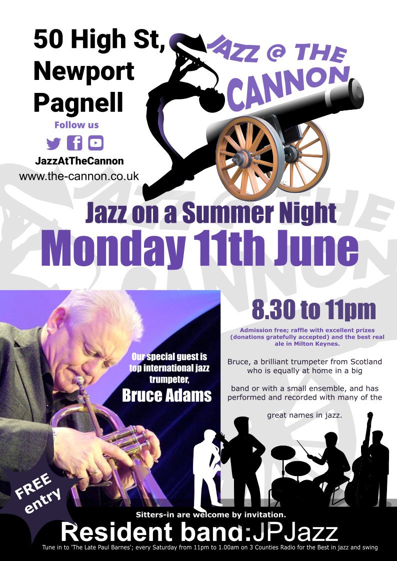 JazzAtTheCannon's tweet photo. Jazz on a Summer’s Night 11th June #jazz #bruceadams #JPJAZZquartet Bruce, a brilliant trumpeter from Scotland who is equally at home in a big band or with a small ensemble, and has performed and recorded with many of the great names in jazz. https://t.co/Y22lpJR5Ry