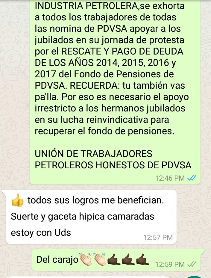 laratatony's tweet photo. SIN MIEDO!!! POR LA DIGNIDAD DEL ESFUERZO AL TRABAJO, EN RECHAZO A LA CORRUPCIÓN Y ABERRANTE MALA GESTIÓN DE LA ADMINISTRACIÓN DE LOS APORTES AL FONDO DE PENSIONES LOS TRABAJADORES ACTIVOS Y JUBILADOS DE LA INDUSTRIA PETROLERA VAMOS TODOS A APOYAR A LOS JUBILADOS DE @PDVSA https://t.co/Lw2zCmzIJu