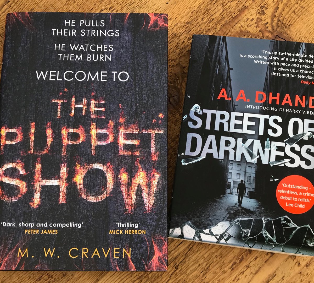 Just back from ⁦@MWCravenUK⁩’s book launch ⁦at @ofsCarlisle⁩ with signed copies of #ThePuppetShow and ⁦@aadhand⁩’s #StreetsOfDarkness to add to my growing collection. Thanks guys. Really enjoyed it. See you at ⁦@TheakstonsCrime⁩.