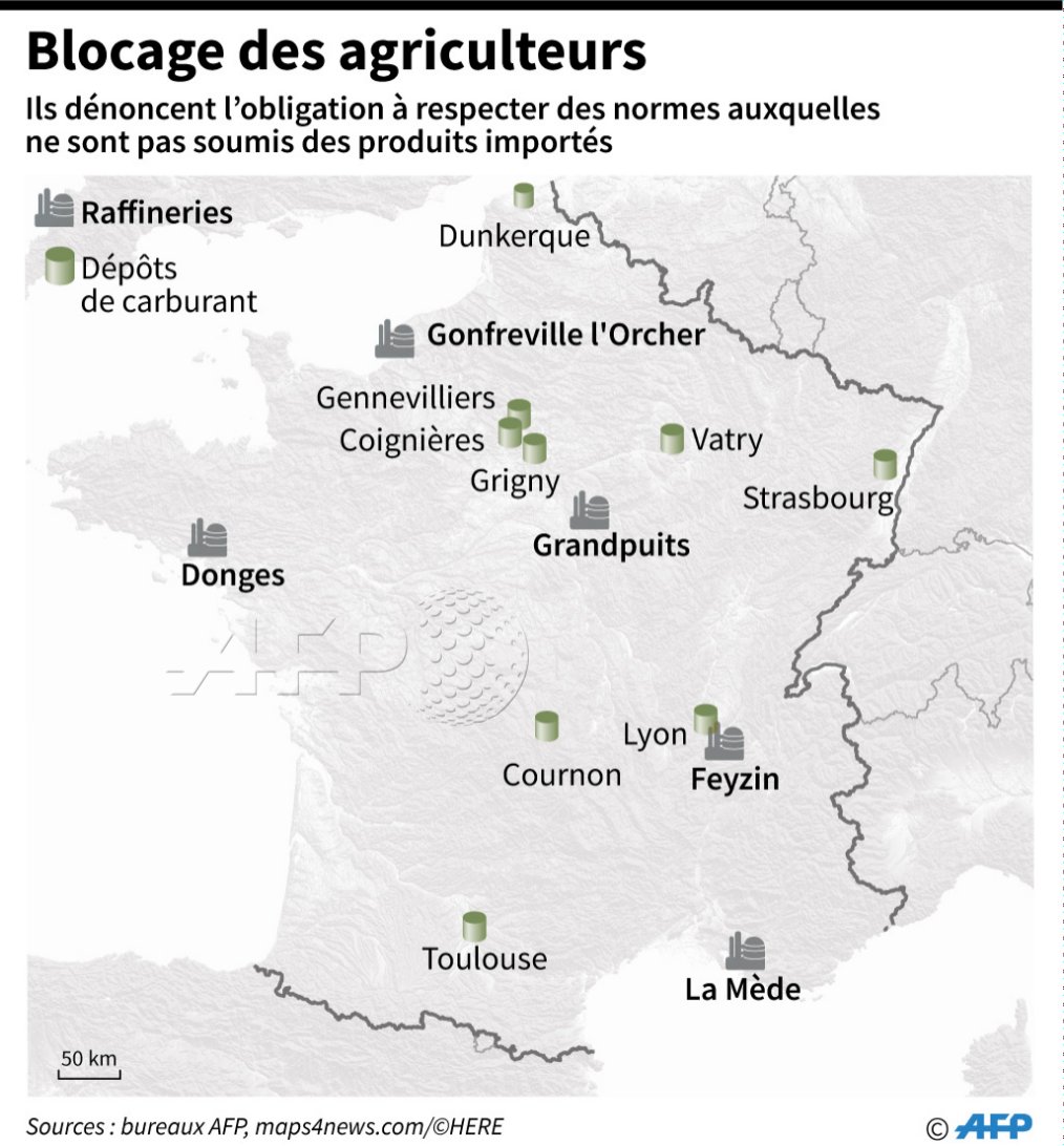 Agence France Presse On Twitter La Carte Des Raffineries Et Depots De Carburant Cibles Par Les Operations De Blocage Des Agriculteurs Des Ce Soir Afp Https T Co Onhfw86djh