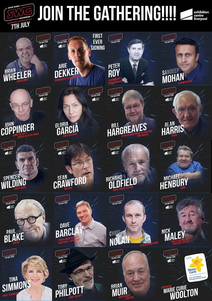 What an Incredible line up ❗️❗️❗️ Not long to go till we meet #starwars⁠ ⁠ royality in #liverpool 👑👑 Will YOU be joining us ❓❓❓ Tickets: swgathering.co.uk/tickets