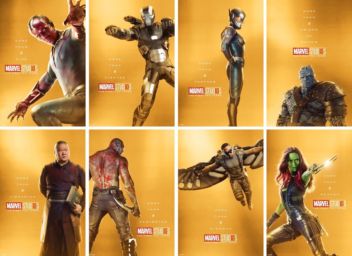 MarveIFacts's tweet photo. All 32 of the official ‘Marvel Studios: The First Ten Years’ character posters 🔥🔥 https://t.co/UqUys9UtNy