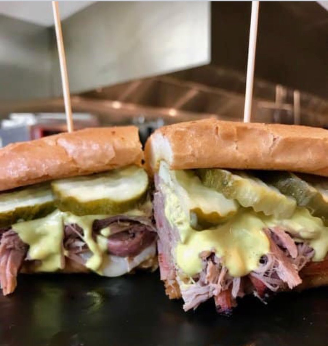 sugarfireindy's tweet photo. The Cubano 
Smoked ham, pulled pork, Swiss 🧀 on a hoagie with mustard mayo and pickles https://t.co/jcvoaB1GX8