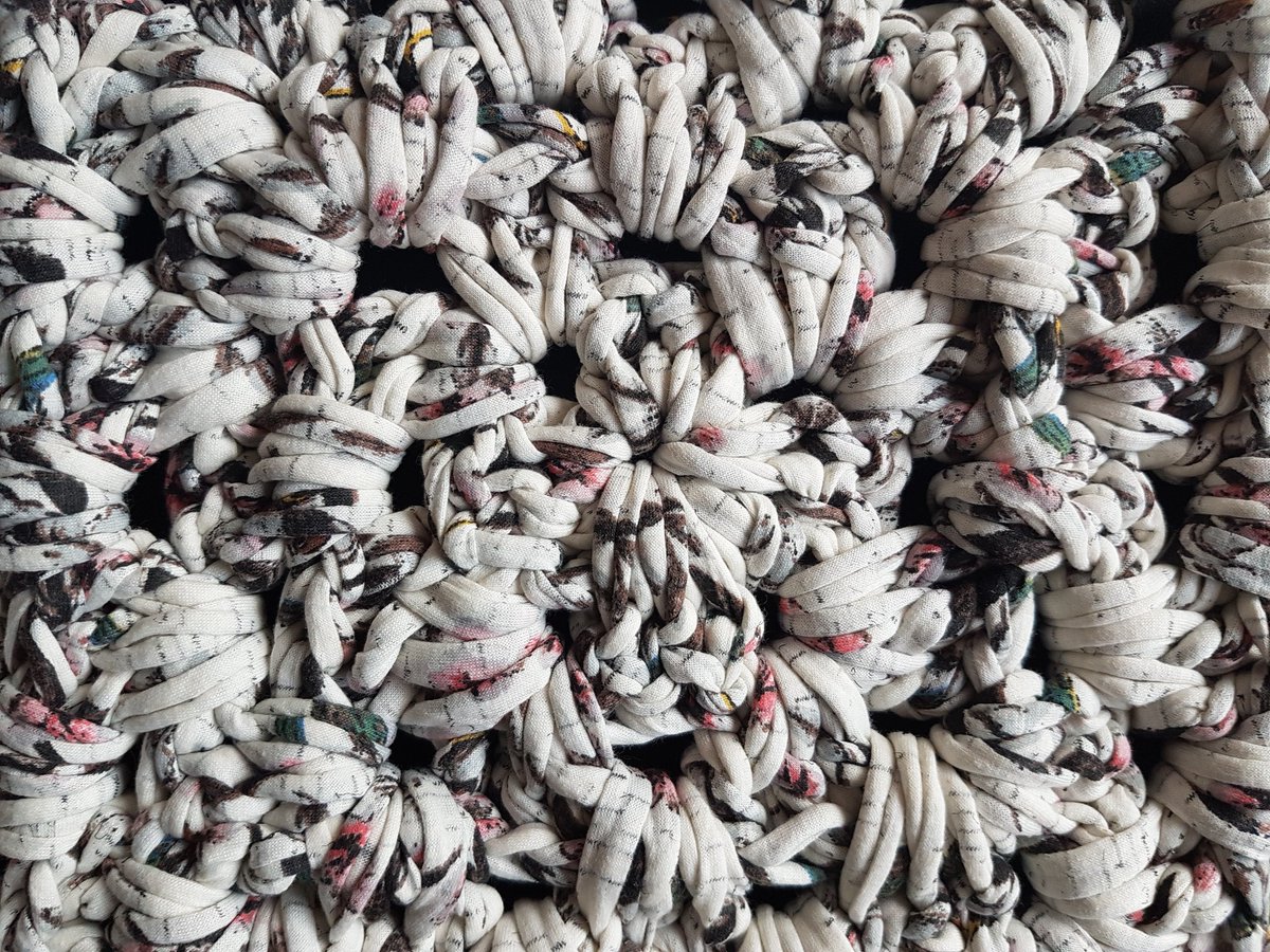 2nd #crochet project finished. Giant granny square using t-shirt yarn #crafting #jackrussellterrier