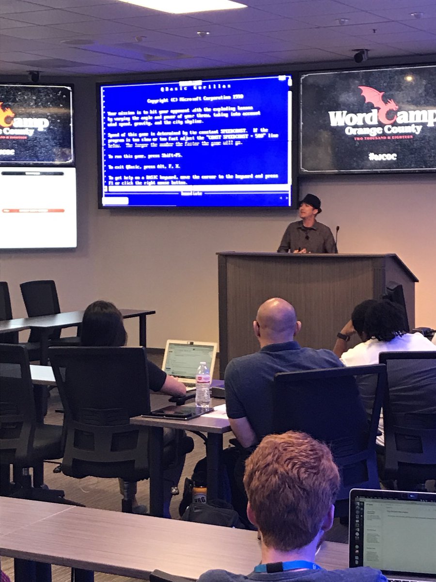 heyilk's tweet photo. Gorillas hacker and WP security legend at #WCOC.  Shoulders of giants, not closed systems. Thanks @aaroncampbell https://t.co/g3D1DLj0qx