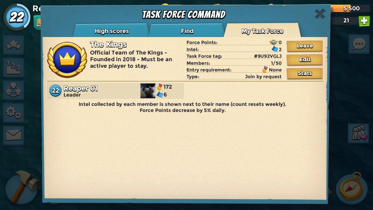 SoonToGame's tweet photo. Join my @BoomBeach TaskForce and dominate #BoomBeach with me. I personally enjoy this game. It's one of @supercell best games in my opinion. Just search up the 'Task Force Tag'. #JoinTheKings https://t.co/FPdi8Vld6s