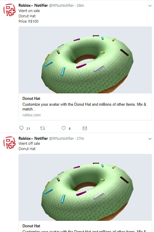 Icytea On Twitter The Rplusnotifier Is Bugged And It Keeps Posting Updates On The Donut Hat Even When It Went Off Sale Days Ago It S Been Having A Weird Reaction To It Ever - donut hat roblox code
