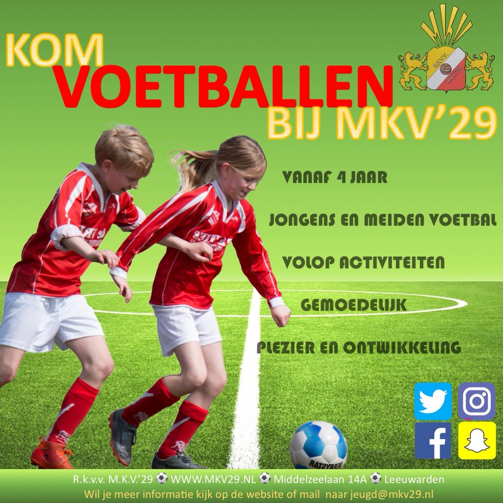 MKV29's tweet photo. Het voetbalseizoen zit erop maar wil jij na de vakantie ook voetballen bij onze gezellige club, vul je gegevens in dan nemen we contact met je op!  https://t.co/RkWXvKvKBP https://t.co/XqpErM9KNO