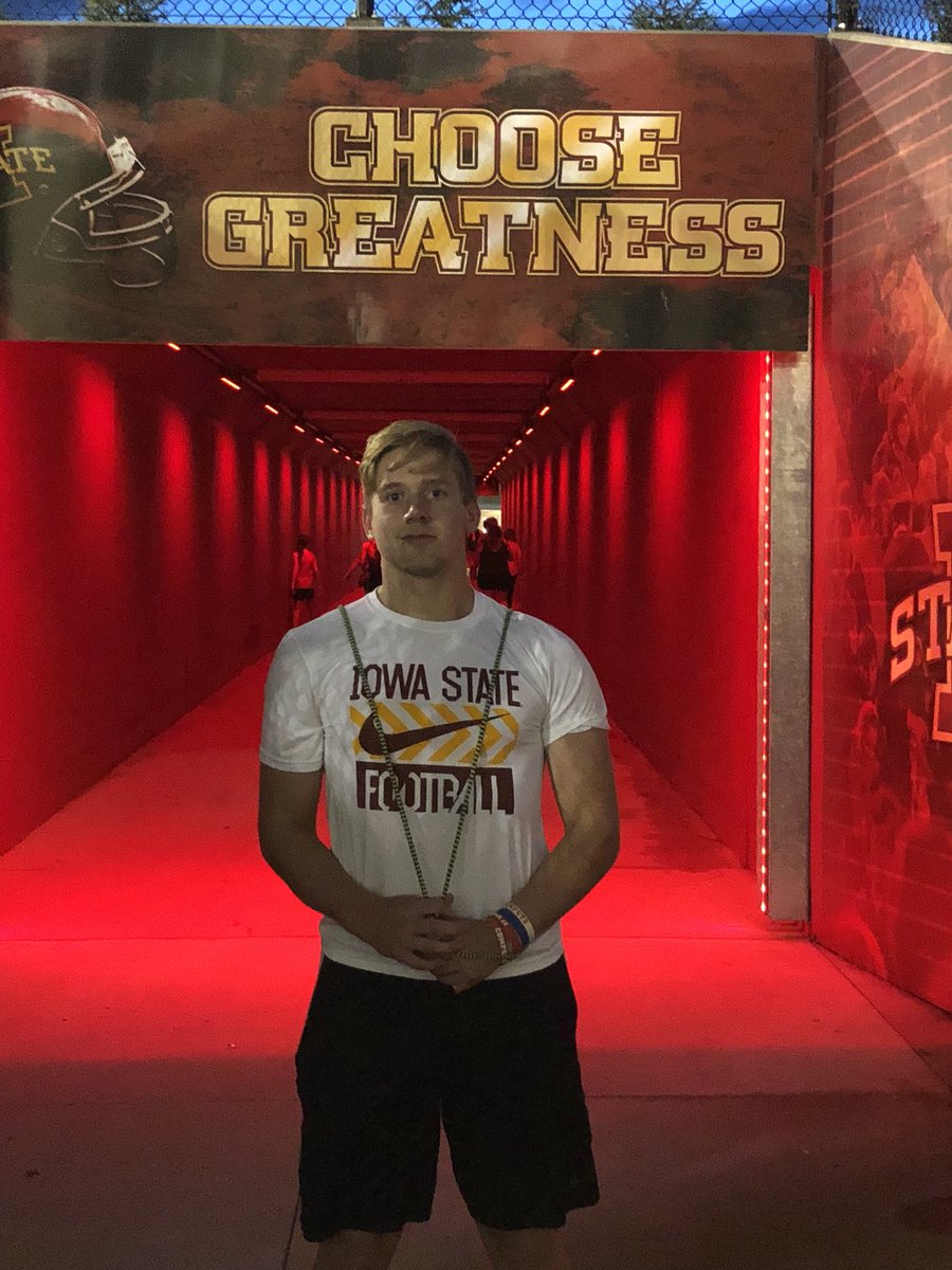 We had a great time at the Iowa State football camp. Thank you for the invite, can’t wait to come back #PLAYMAKERSINPURPLE @CoachWMcVey @bwfootballcoach @Thunder1Matt @IowaStateFB