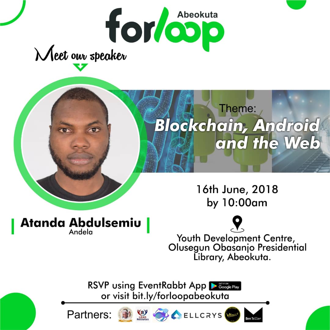 tobiakinpelu_'s tweet photo. It's going to be the greatest forloop meetup ever! 250 Seats sold out in 3 days! Join me as I bring the Lions on stage! @forLoopAfrica @Andela_Nigeria @ConsenSys @LeadResourcesNG @forLoopAbeokuta @TechSummitOgun @Techpointdotng @Possicon @eventrabbt

#forloopabeokuta https://t.co/CKIJyKFsd1