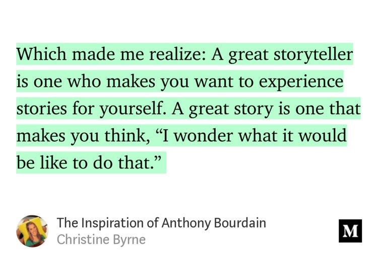 NarrativeGen's tweet photo. “The Inspiration of Anthony Bourdain” by @ChristineJByrne https://t.co/5E1jniOtOa https://t.co/DvqlRalYBA