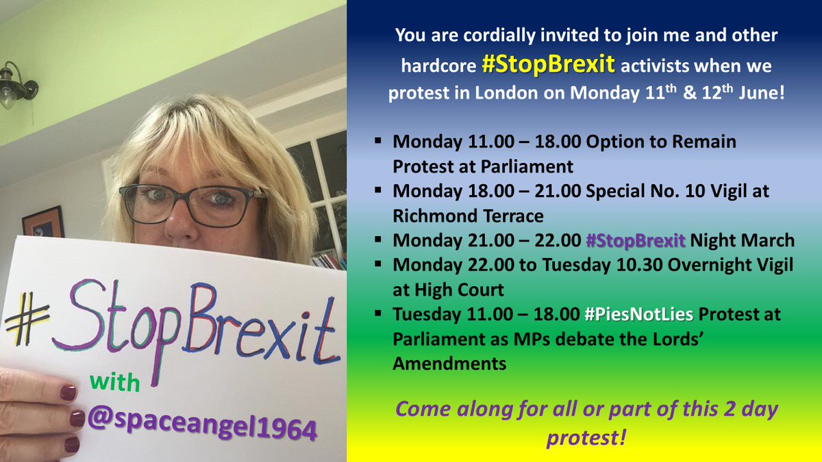 spaceangel1964's tweet photo. Just packed and ready for my trip to London first thing tomorrow to stand with my fellow Remainers for 2 days.
Please do join us for all or part of it Looking forward to seeing many of those I now call friends in the flesh! #StopBrexit #PiesNotLies #A50challenge #EUWithdrawalBill https://t.co/1JVVJsvXlN
