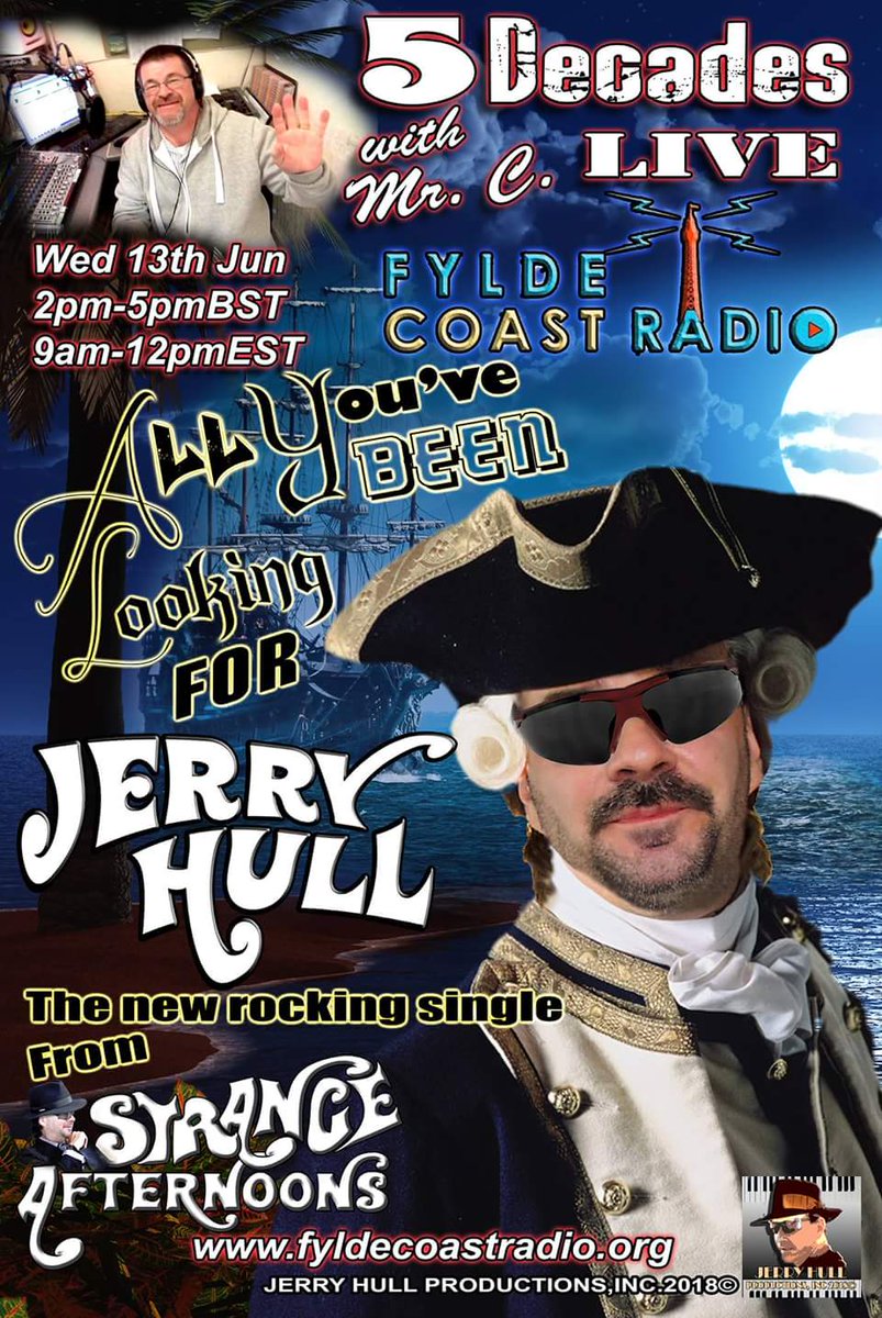 5DecadesWithMrC's tweet photo. https://t.co/XKScZGZxcN
FIVE DECADES WITH MR C LIVE ON FYLDE COAST RADIO WEDNESDAY 13TH JUNE FROM 2PM TILL 5PM-I WILL BE FEATURING TWO BRAND NEW RELEASES FROM "MR JERRY HULL" &amp; "MR PAUL MANNERS". ALSO FEATURING TRACKS FROM "CALLING ALL ASTRONAUTS" &amp; "ORLA GARTLAND" PLUS MANY MORE https://t.co/bl3lclmPWI