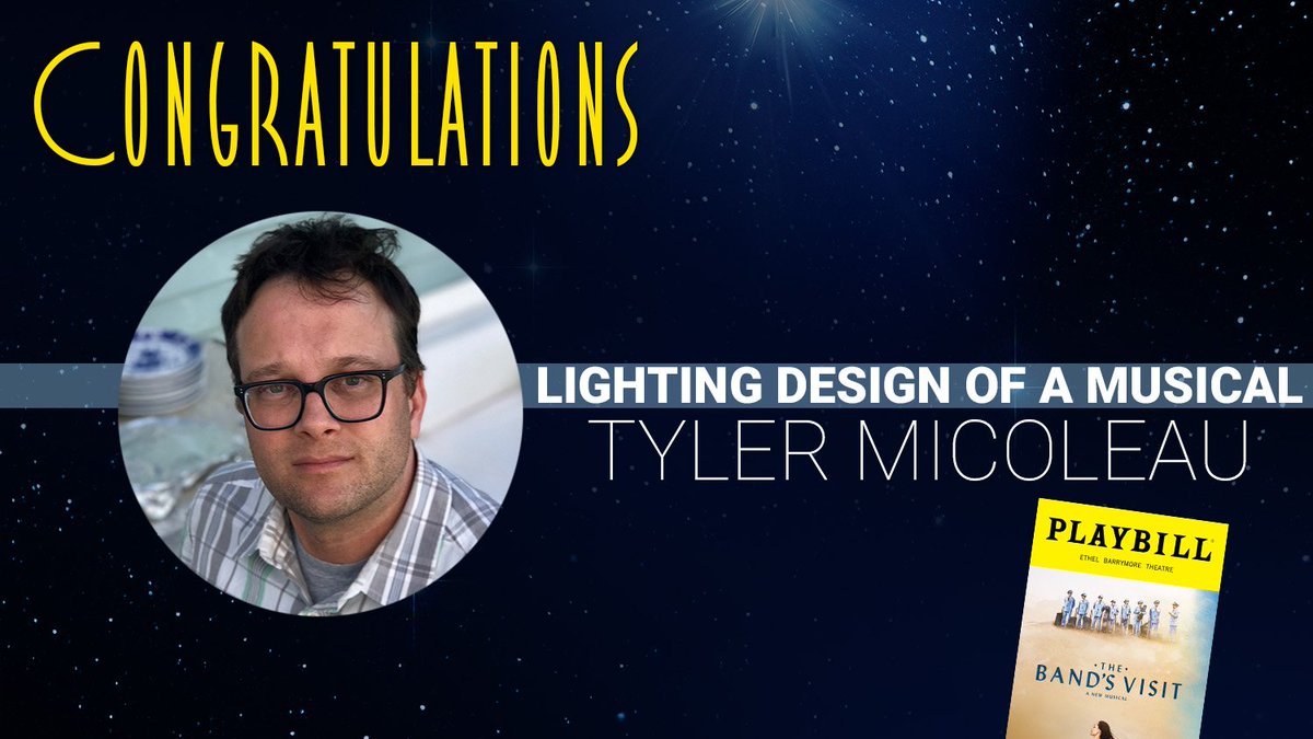 playbill's tweet photo. Best Lighting Design of a Musical goes to @TheBandsVisit’s @micty! #TonyAwards https://t.co/Bd8V7ytoMV https://t.co/SevagmCxEU