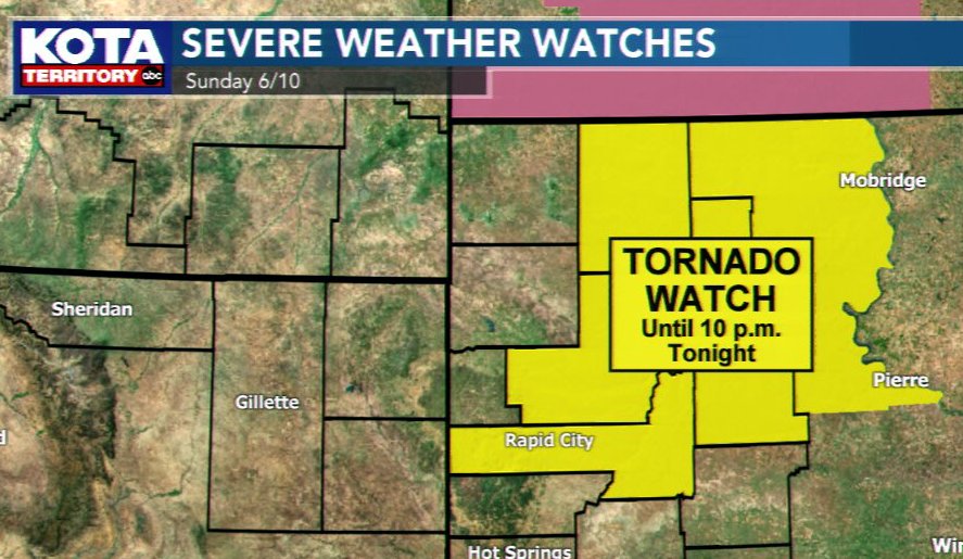 colleenhurleywx's tweet image. Tornado watches have been discontinued for parts of KOTA Territory. Here's whats left. #kotaweather #sdwx #wywx