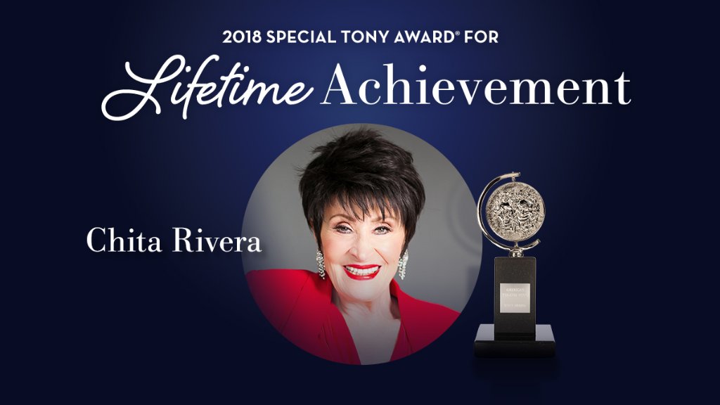 Congratulations to @chita_rivera, recipient of the 2018 Special Tony Award for Lifetime Achievement in the Theatre. #TonyAwards #ThisIsBroadway