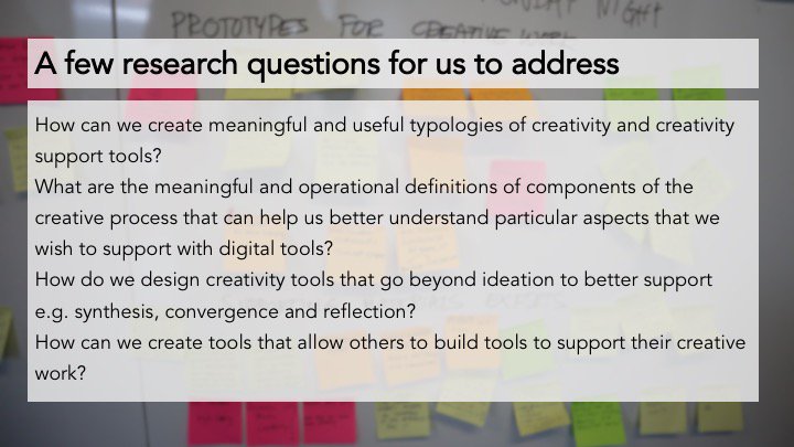 peterdalsgaard's tweet image. Thanks to all the participants who helped shape our #acmDIS2018 workshop Designing Interactive Systems to Support and Augment #Creativity. Here are the main outcomes - we have much work ahead of us if we want to better support open-ended, non-routine thinking and doing. #HCI #IxD