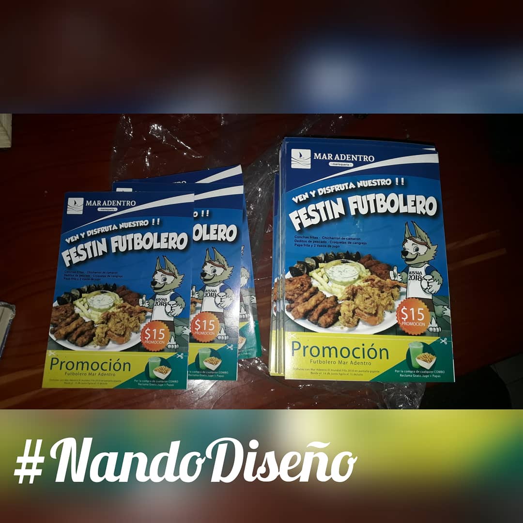 NandoDiseno's tweet photo. Terminamos #MillarDeFlayers para nuestros amigos de @mar_adentro_marisqueria visitalos en el #shoppingmachala gracias por confiar y preferir a #NandoDiseño  y si deseas tus #flayers  solo Contáctanos ⤵ https://t.co/qaoq6miawM