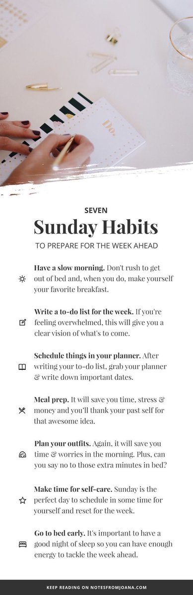 mjinspire's tweet image. :#teambrief Hit the ground running on Monday morning after a weekend off or after any few days off with this Sunday night habits from the amazing @joanasnotes Thank you for posting