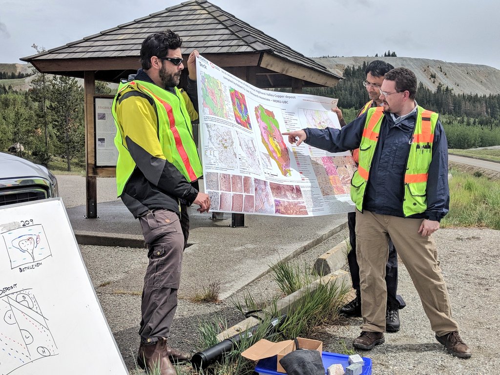 JeanneLiu's tweet photo. Our @MDRUubc Short Course Leaders: Murray Allan, Rob Lee and Farhad Bouzari doing what they do best #LoganLake #geology #sc99 https://t.co/aZt5ui8Il3