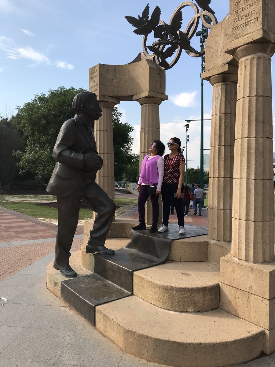 Looking up to Baron Pierre de Coubertin - considered the founder of Atlanta.
