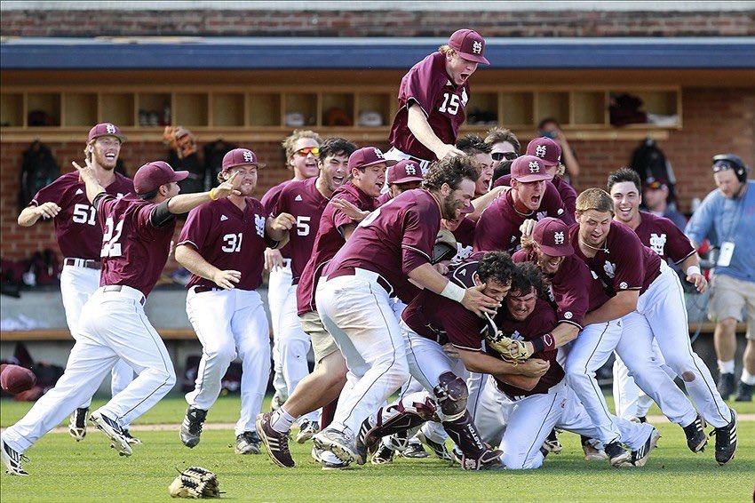 MSUhistory's tweet photo. 5 years ago today- After a WILD 9th inning that allowed #6 Virginia to cut MSU’s lead to 6-5 and put the tying run on third, UVA hit a grounder to 3rd and Wes Rea picked it out of the dirt to send MSU to Omaha. https://t.co/fxCo0GPbE3