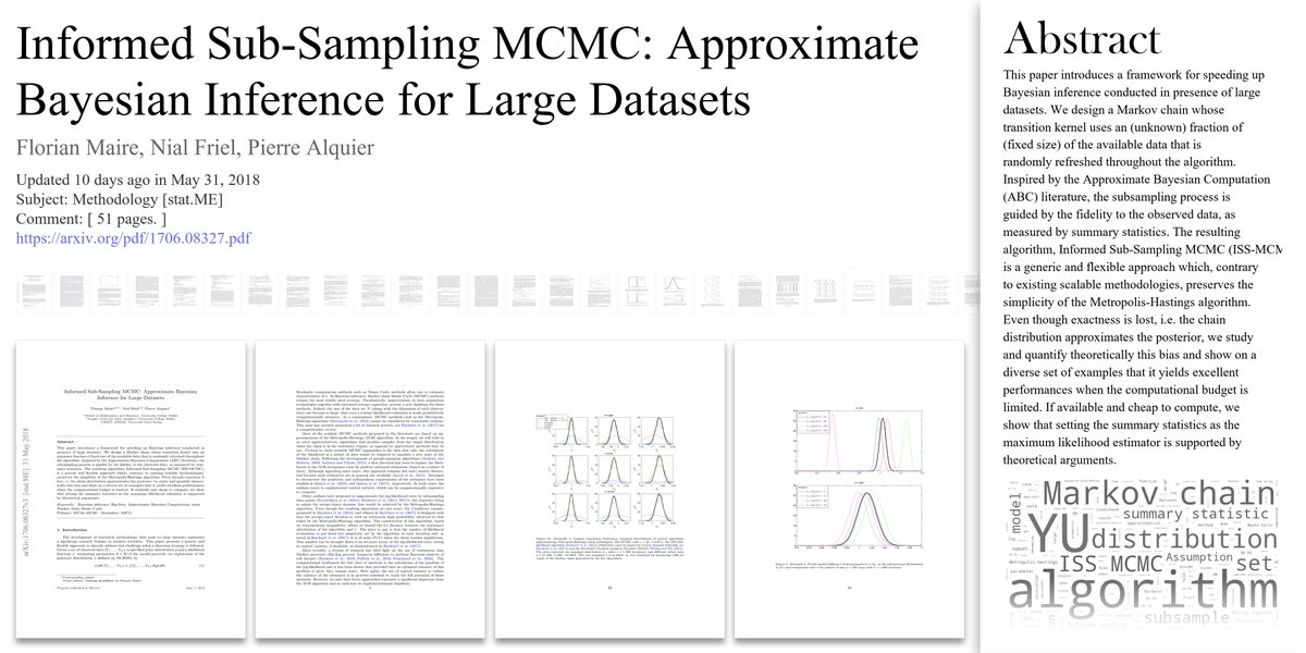 arxivtrends's tweet photo. 🤖 Informed Sub-Sampling MCMC: Approximate Bayesian Inference for Large Datasets
✍️ Florian Maire et al.
🔗 https://t.co/NAaCln2ljz

🔊 Tweeted by @PierreAlquier et al.
#Methodology #statME #statCO #65C40 #65C60 #62F15 https://t.co/5PlieNROfi