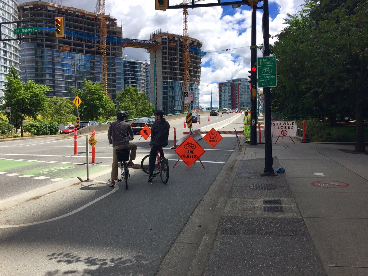 BLAH_CITY's tweet photo. Cannot wait for Vancouver's Cambie Bridge improvements separating, finally, cars from bikes from pedestrians. Who knew?! Only took 3+ decades since it was built for Vancouver Expo 86. #InviteTheWorld #IncludingBikes #WorldInMotion https://t.co/wJW79Xie5T