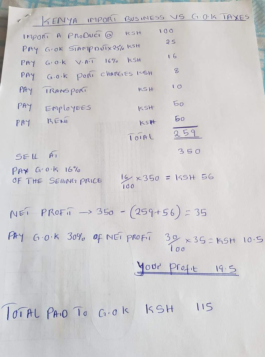 UtuNaUzalendoKE's tweet photo. This is how GoK extracts from you and puts the cash in the pockets of looters. How neocolonialism works. #UshenziKE! https://t.co/C7w6UdYD8Z