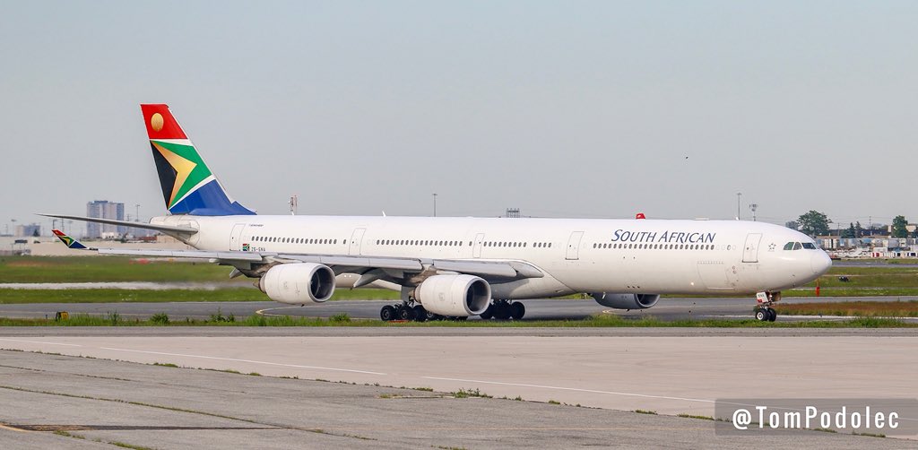 TomPodolec's tweet photo. Departure...
South African Airways
ZS-SNA Airbus A340-600
Departed Toronto off runway 05. Heading home to Cape Town, South Africa.
Thanks for visiting. Beautiful aircraft and livery; a nice treat.
#G7 #G7Charlevoix
#SA2985 #LMG1 #SA1 #SAA1 https://t.co/lXLZDoEnWt