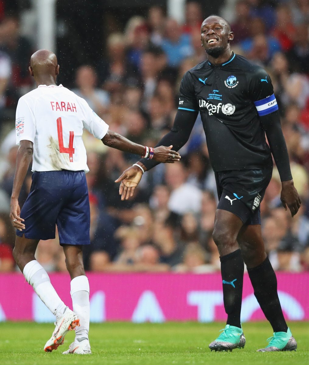 Mo_Farah's tweet photo. Amazing night....!! @socceraid @usainbolt #SoccorAid https://t.co/sONpERpFmN