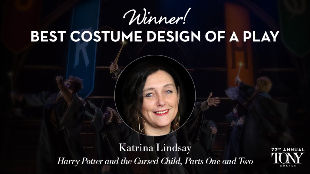 TheTonyAwards's tweet photo. And the Tony for Best Costume Design of a Play goes to… Katrina Lindsay for @HPPlayNYC. #TonyAwards #ThisIsBroadway https://t.co/9JqSo3rmJ4