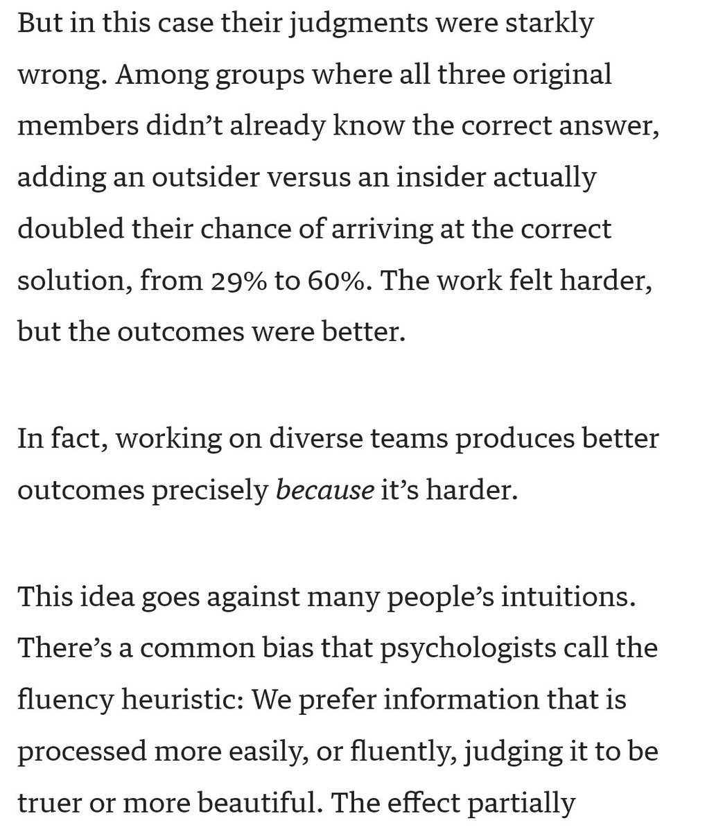 randfish's tweet photo. Diverse teams don't feel as comfortable... And that's part of why they outperform homogeneous groups: https://t.co/zEAWv7P1Vd https://t.co/JU77bJIHuC