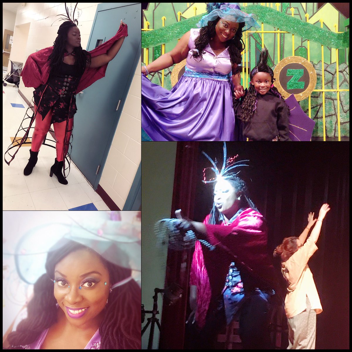 IamNaTashaMcK's tweet photo. Me playing both Evillene and Addaperle from The WIZ with my baby girl as a flying monkey. #TonyAwards #TonyDreaming #TonyAward #Tonys2018 #tonyawards2018 #TheWiz #JustTasha #GoodWitch #BadWitch https://t.co/hYLpYGd0Fu