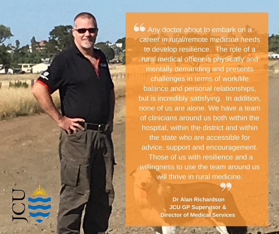 JCUMedDent's tweet photo. Resilience is key to working in rural medicine - Dr Alan Richardson shares some advice for rural doctors. @jcu #RuralDoctorTips #RuralHealth #RuralMedicine #GPTraining https://t.co/8BflQoc91S