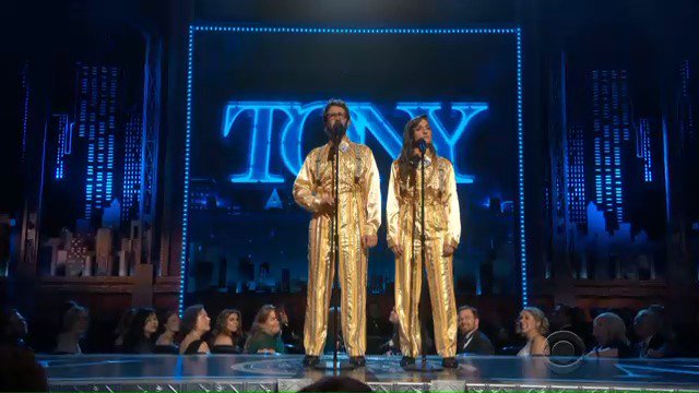 CBSMornings's tweet photo. Retweet if you are loving this year's hosts at @thetonyawards! 

#TonyAwards @SaraBareilles @JoshGroban https://t.co/VJcPhem2M9