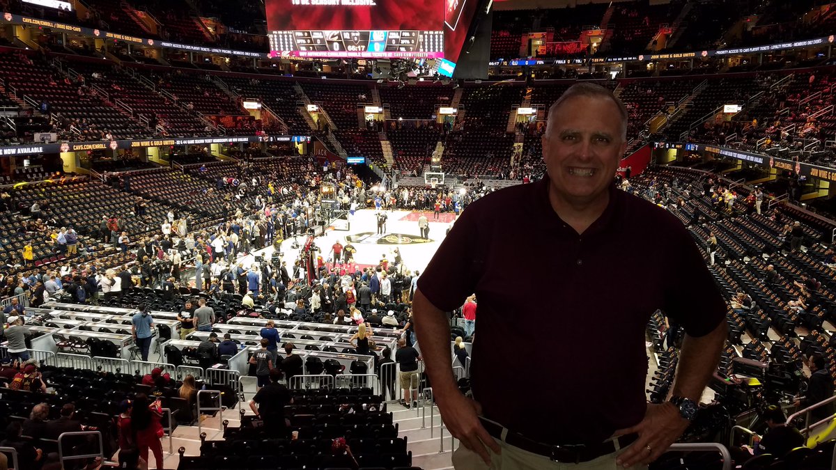 EmptyNestTour's tweet photo. #BeardedChick and #PapaRooster were both traveling and as fate would have it we were both briefly in Cleveland on the night of Game 3. Well who are we not to listen when the Big Guy lines things up like that...
#EmptyNestTour #100Things #46 #NBAFinals https://t.co/254BPIVEkc