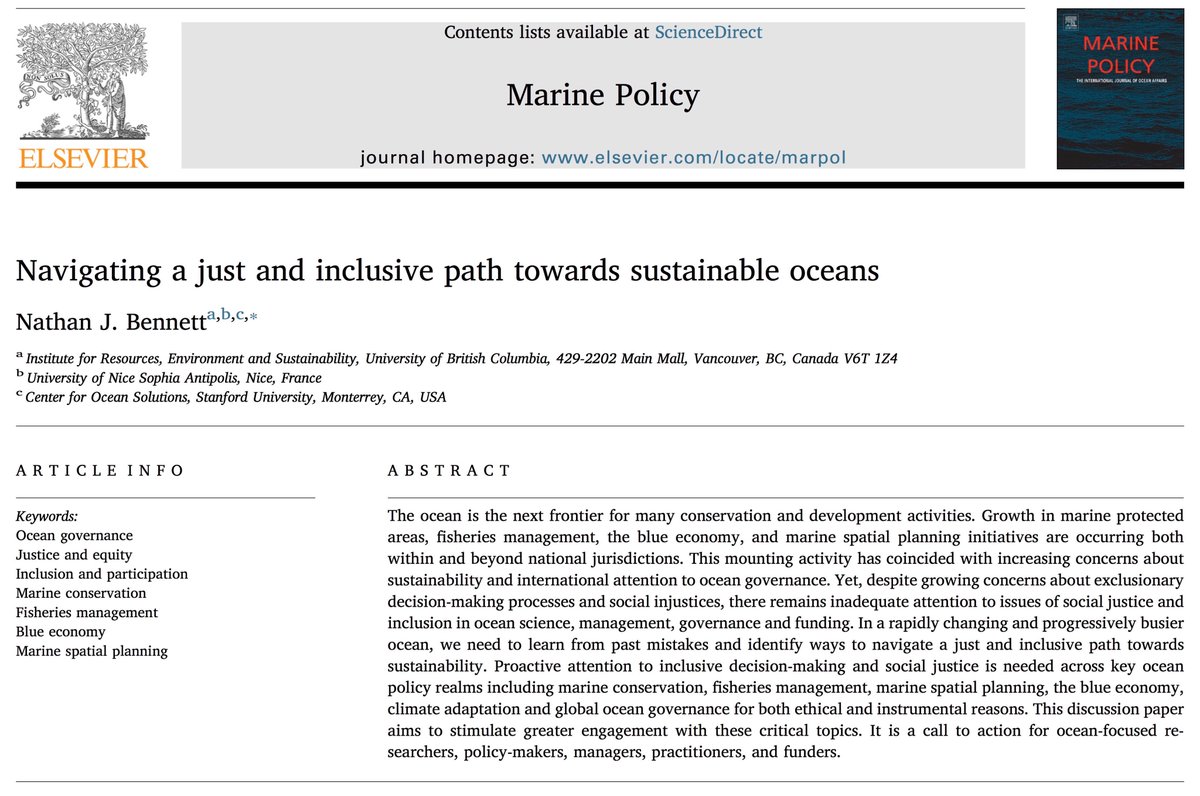 NathanJBennett's tweet photo. NEW PAPER: Navigating a just and inclusive path towards sustainable oceans  https://t.co/fKgzj7s43A &amp; https://t.co/gk0OB1nmgA @OceanCanada https://t.co/FDPBWABpN0