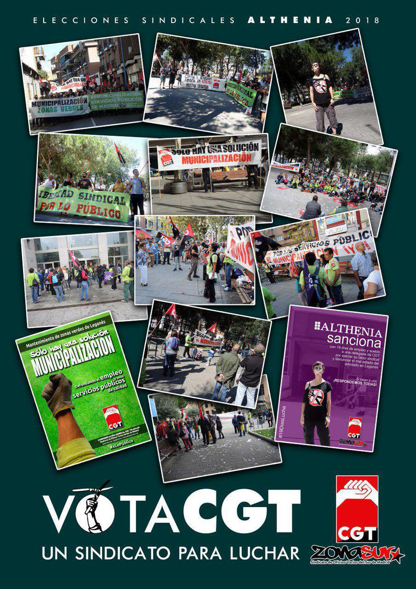 cgtzonasur's tweet photo. Elecciones Sindicales en #Althenia #Leganés 2018 

El proximo día 20 de Junio lxs jardinerxs de Leganés tienen una cita para elegir a sus representantes sindicales en #ZonasVerdesLeganés

#EligeCGT

#UnSindicatoParaLuchar https://t.co/6fjNBsNelk