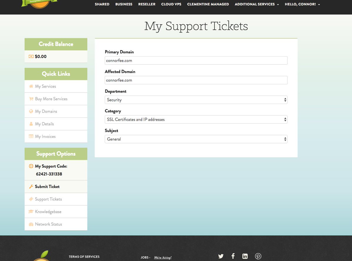ConnorFee's tweet photo. @asmallorange Can't file a support ticket! How am I supposed to submit If I'm not given that option? Chrome on Mac. https://t.co/2gvnXOXtfI