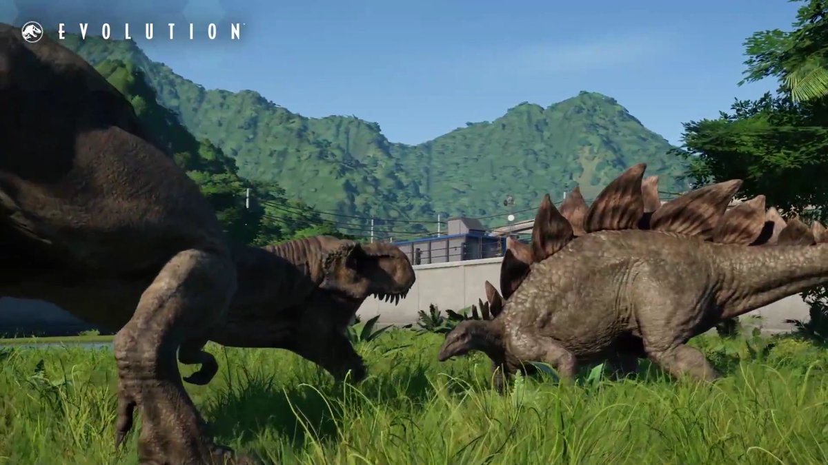 JurassicWorldev's tweet photo. T-Rex y Stegosaurus #JurassicWorldEvolution https://t.co/hizPEzgIAB