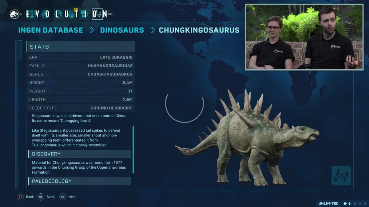 Un vistazo mas de cerca al Chungkingosaurus #JurassicWorldEvolution