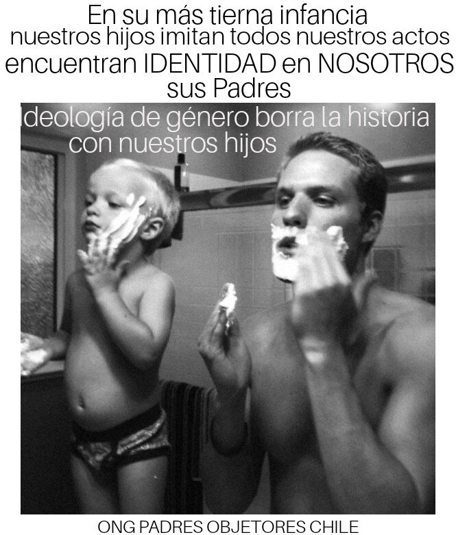 El niño en su primera etapa de la vida imita lo que lo rodea,conductas,hábitos,y eso le da identidad.Puedes imaginar cuál será su patrón de coducta ante 2h ó 2m que no son padre o madre en juego de roles ante una crianza homoparental?
#QueNoTeVenganConCuentos