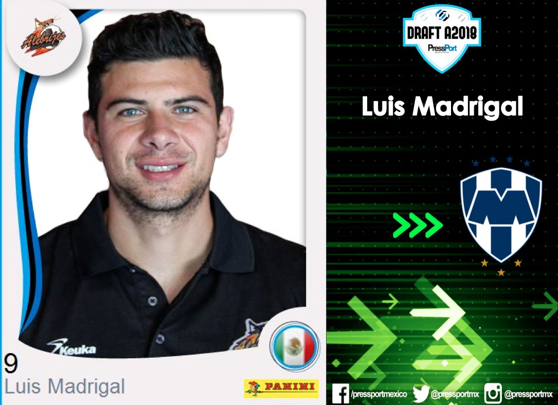 PressPortmx's tweet image. 🇲🇽 Luis Madrigal, de 25 años, regresa a @rayados luego de marcar 25 goles en la última temporada. 

#DRAFT2018